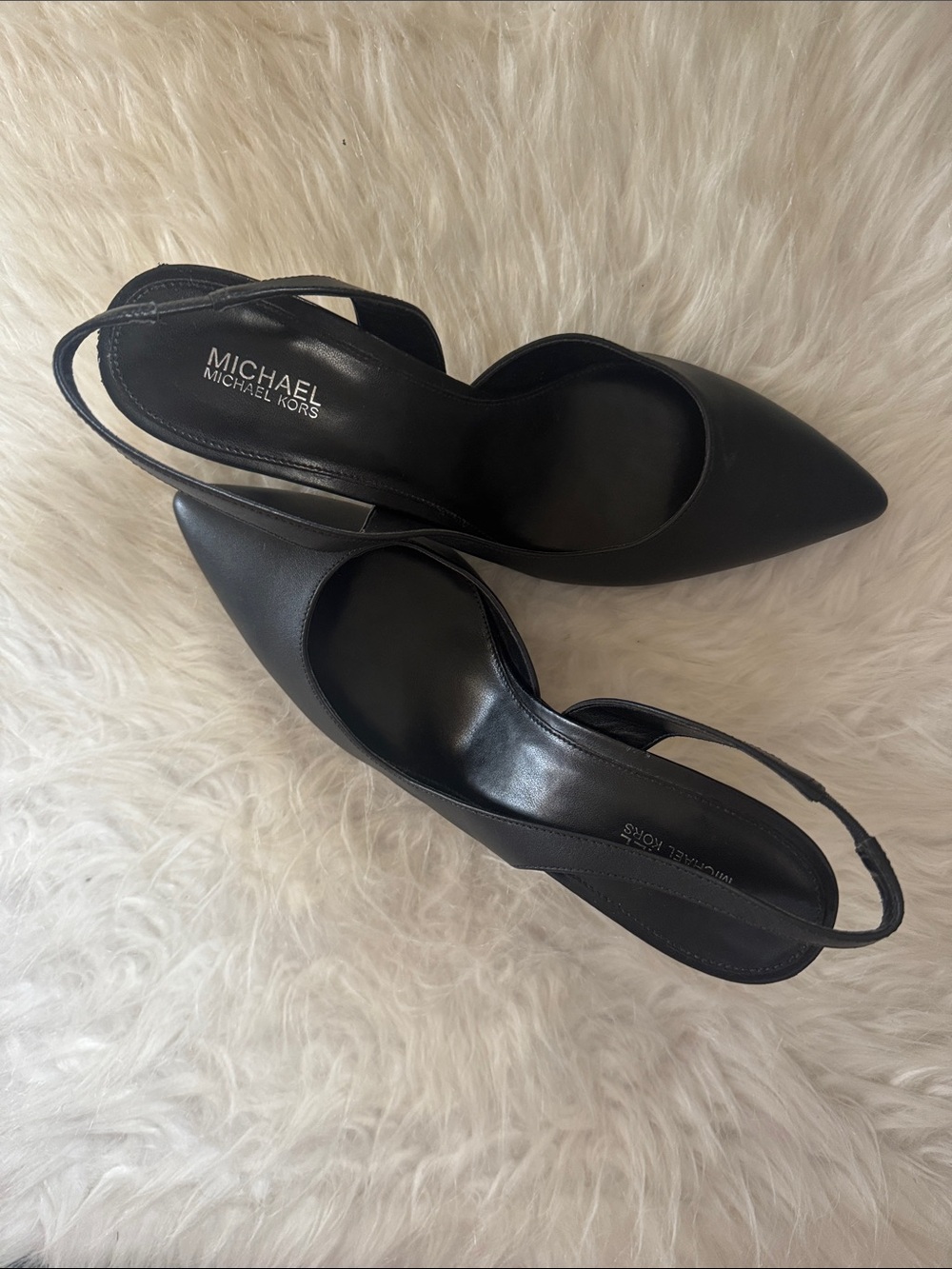 Michael Kors Black Leather Pointed Slingback Pumps